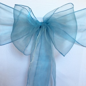 25-150 Dusty Blue Organza Chair Sashes Chair Ties Wedding Banquet Ceremony Feast 21st Birthday Anniversary Engagement Party Décoration du lieu