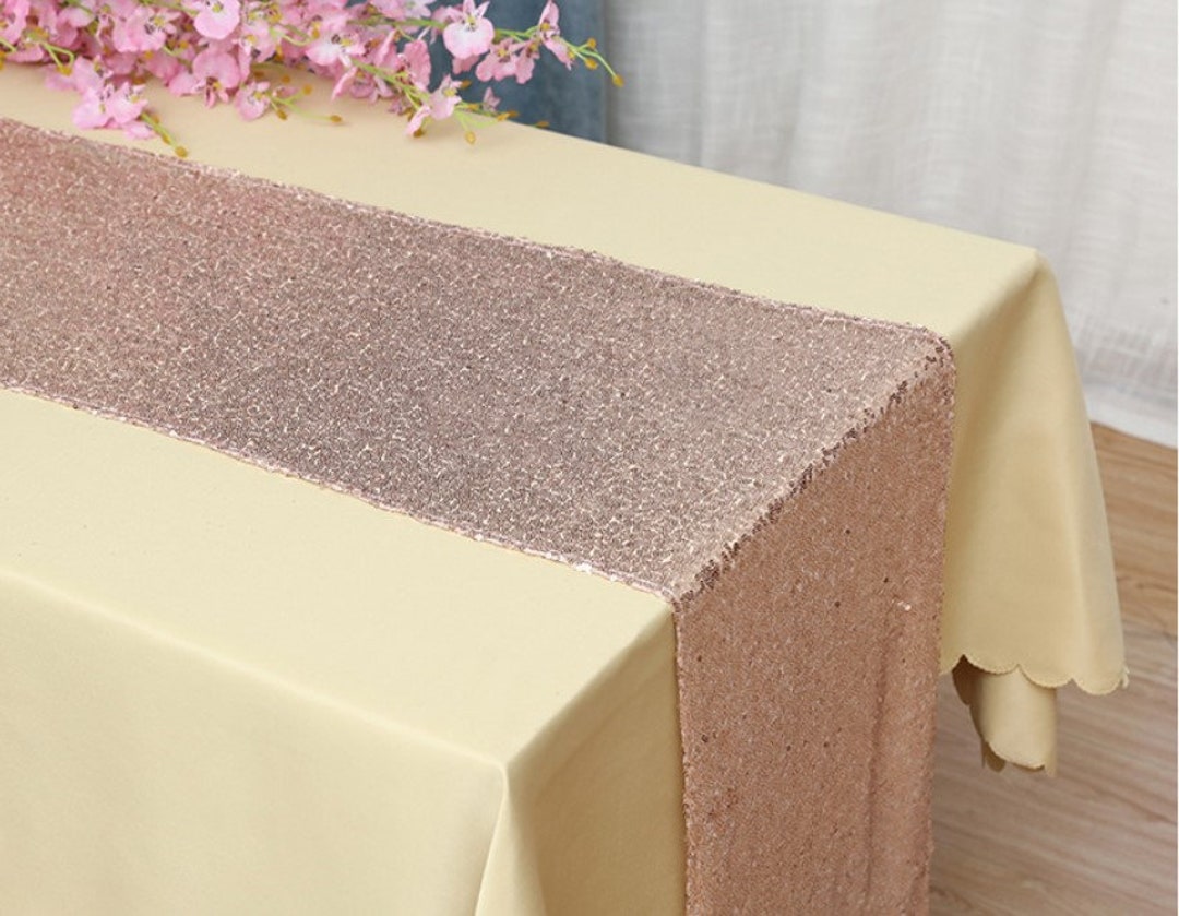 Glitter Sequin Rose Gold Table Runners Engagement Wedding Banquet ...