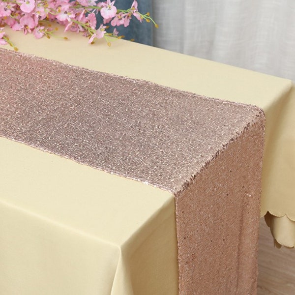 Glitter Sequin Rose Gold Table Runners Engagement Wedding Banquet Ceremony Birthday Anniversary Sparkle  Party Xmas Dining Table Decoration