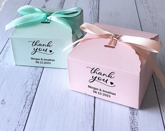 100pcs Mint or Pink Personalised Favor Boxes for Wedding Birthday Party Baby Shower Favors, Slice Cake Cookie Donut Sweet Bar Gift Box