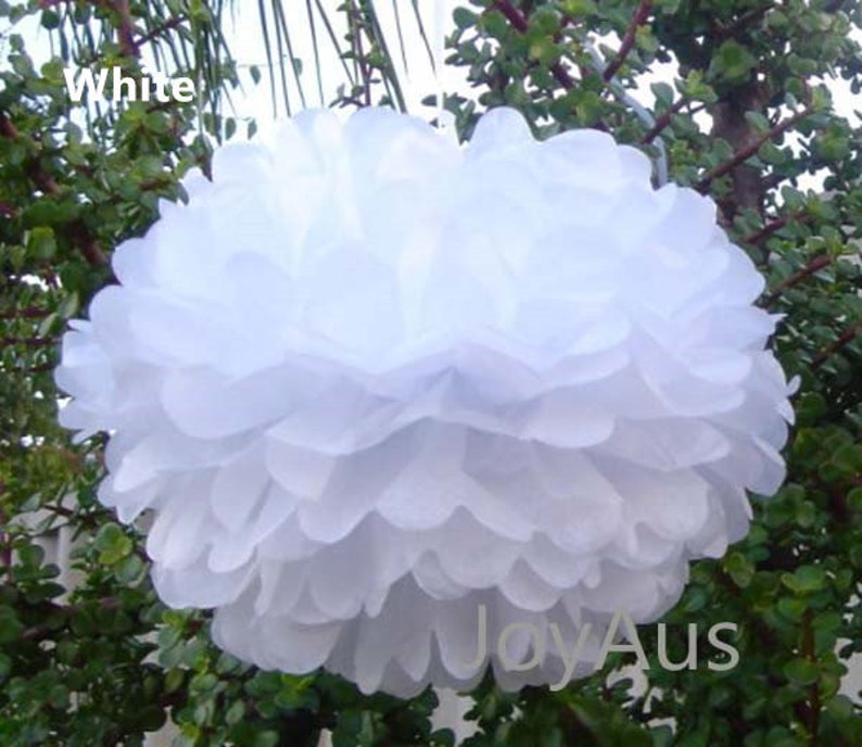 18pcs Mixed Size Aqua Blue White Tissue Paper Pom Poms First Birthday Party Boy Baby Shower Wedding Nursery Room Home Hanging Decorations image 3