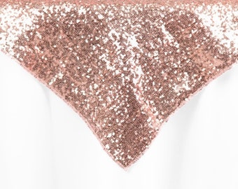 1pcs Rose Gold Silver Blue Pink Purple Glitter Sequin Square Overlay Tablecloth Wedding Reception Ceremony Bouquet Birthday Party Decor
