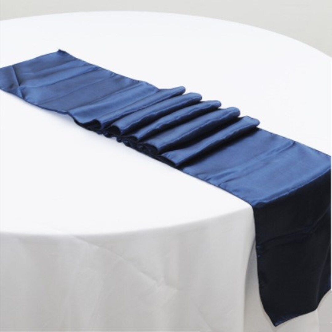 Navy Blue Satin Table Runners Wedding Banquet Ceremony Feast Etsy