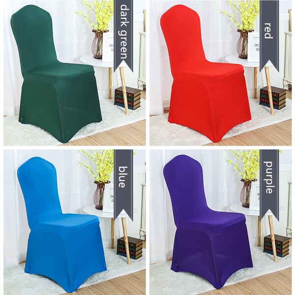 Green Red Blue Purple Lycra Chair Covers Spandex Chair Cloth Wedding Banquet Ceremony Feast Birthday Anniversary Engagement Party Decoration