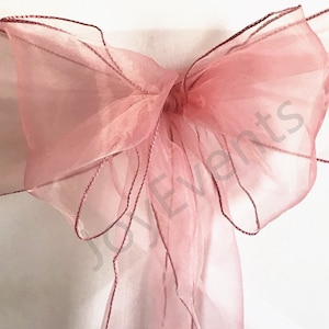 25-150 Dusty Pink Organza Chair Sashes Bows Tie Ribbon Wedding Banquet Ceremony Feast 1st Birthday Engagement Baby Shower Party Decorations