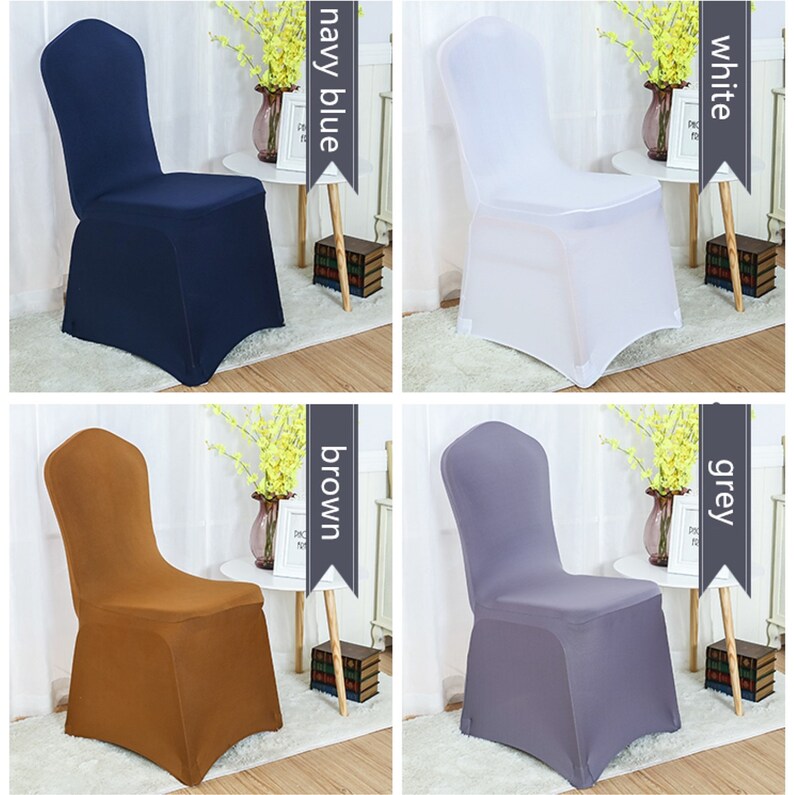 White Navy Blue Brown Grey Lycra Chair Covers Spandex Chair Etsy