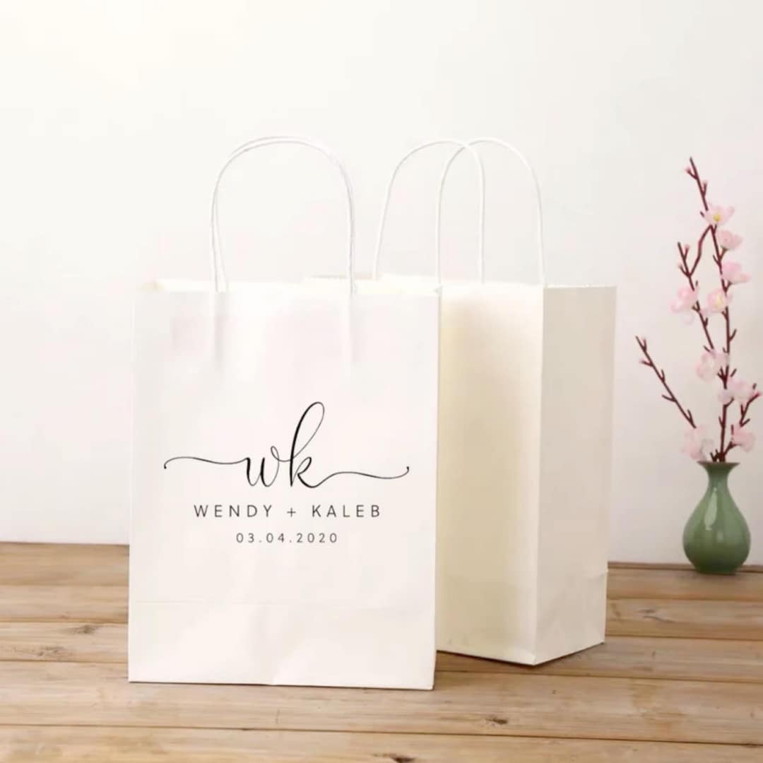100pcs Custom Print Logo Monogram Paper Bags Personalised Wedding Christmas Party Favor Bag Gift Bag Product Packaging Business Logo Bag Etsy Canada