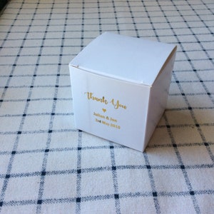 40pcs White Personalized Wedding Gift Boxes Party Favor Boxes Rose Gold Foil personalized Wording Cookie Candy Chocolate Macaron Gift Boxes