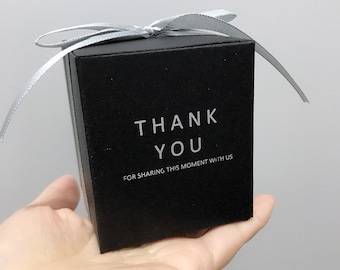 200pcs Personalised Wedding Party Thank You Black Favor Boxes | Macaroon Cookie Shot Glass Candy Cake Gift Box | Product Packaging Paper Box