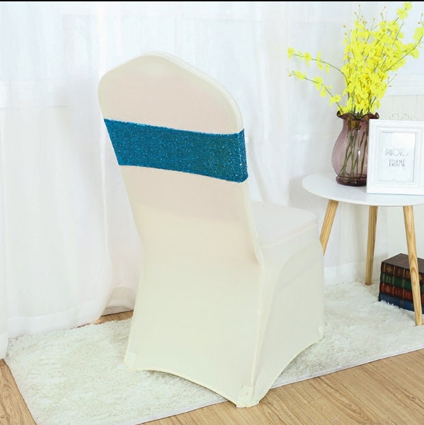 Blue Glitter Sequin Chair Bands Chair Sashes Chair Bow ...
