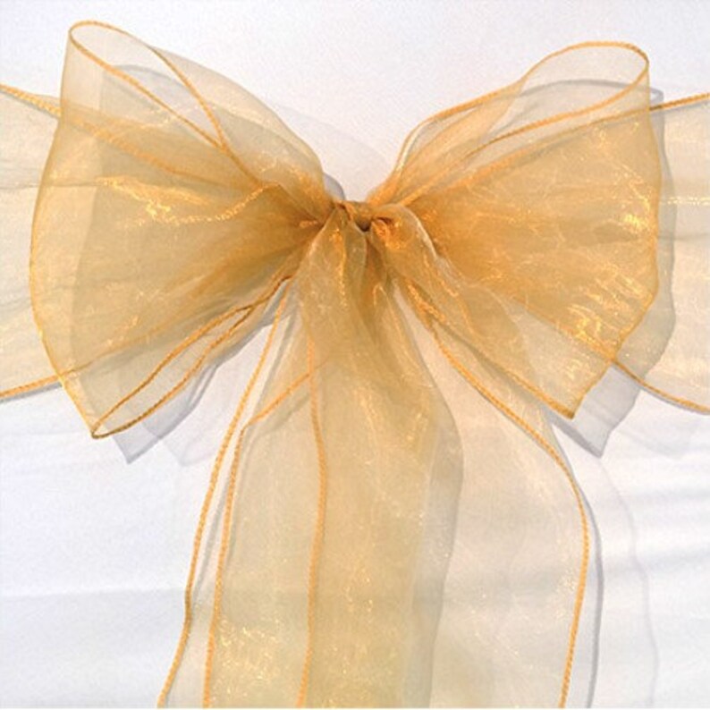 Gold Organza Chair Sashes Table Runners Chair Bows Chair Ties Chair Ribbon Wedding Engagement Reception Ceremony Birthday Party Decoration
