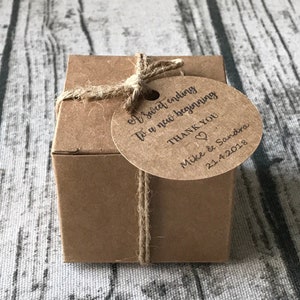 40pcs Kraft Favour Boxes with Personalised Thank You Tags • Wedding Favor Boxes • Birthday Gift Boxes • Baby Shower Favor Boxes • Any Texts
