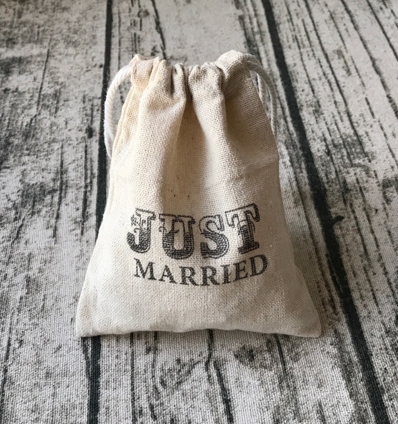 40x Vintage Just Married Linen Bags Wedding Favour Bags | Etsy