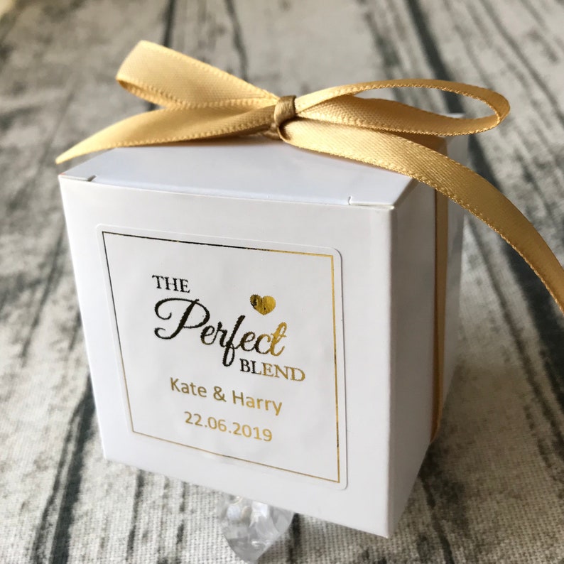40x White Wedding Favour Boxes With Personalized Gold Foil Etsy