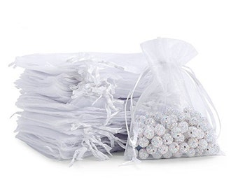 200 White Organza Pouch Bags with Drawstring Wedding Party Favour Baby Shower Christmas Gift Bag Fragrance Sachet candle soap jewellery bags