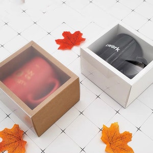 Scatola regalo da 100 tazze / Scatola con manicotto in PVC trasparente o satinato / Scatola con cassetto / Scatola per bomboniere in carta bianca o kraft / Scatola per imballaggio di prodotti in vetro per tazze