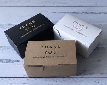 100 stücke Weiß Schwarz Kraft Hochzeit Danke Boxen, Taufe Taufe Party Goldfolie Geschenkbox, Schokoladenkeks Kuchen Scheibe Süßigkeiten Box