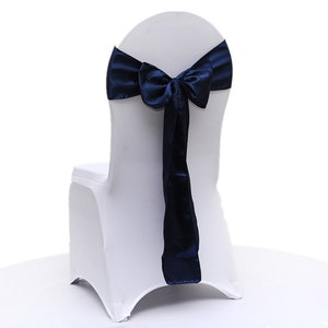 25-200pcs Navy Blue Satin Chair Sashes Bows Ribbon Chair Ties Table Runners Wedding Engagement Reception Ceremony Function Table Decoration