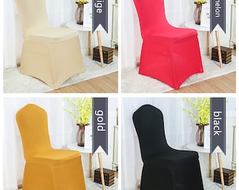 Beige Black Watermelon Gold Lycra Chair Covers Spandex Chair Cover Wedding Banquet Ceremony Feast Birthday Engagement Party Chair Decoration