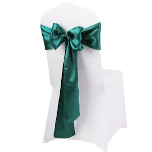 25-200pcs Dark Green Satin Chair Sashes Bows Chair Tie Ribbon Table Runners Wedding Engagement Birthday Party Ceremony Venue Decoration