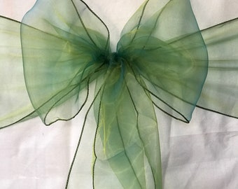 25-150 Emerald Green Organza Chair Sashes Sheer Chair Bows Chair Ties Wedding Banquet Ceremony Feast 21st Birthday Party Venue Decorations