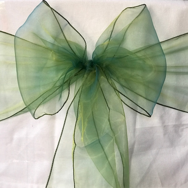 25-150 Chaise en organza vert émeraude Écharpes Chaise sheer Bows Chaise Cravates Banquet de mariage Cérémonie Fête 21e anniversaire Fête Décorations