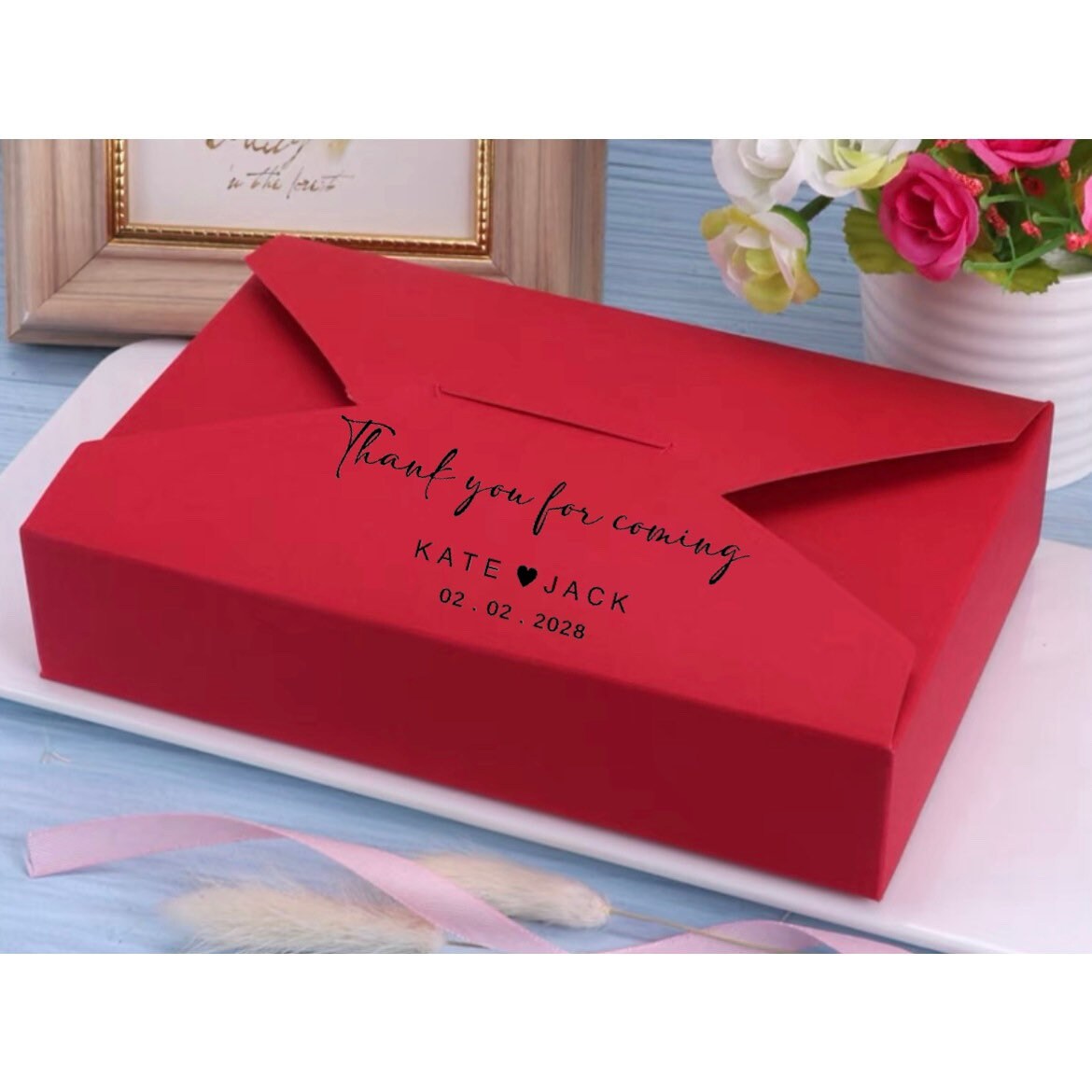100pcs Vintage Envelope Style Personalised Favor Box, Wedding Birthday ...