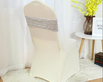 50 Pcs 53 mm Round  Acrylic Silver Tone Buckle Chair Sash Ribbon Slider Wedding 