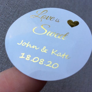 100 Gold Silver Rose Pink Blue Foil Round Thank You Favor Stickers Personalized Wedding Gift Bag Sticker Birthday Baby Shower Box Bag Labels