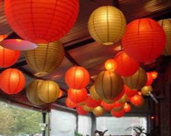 9 12inch/30cm Red Metalic Gold Paper Lanterns Gold Anniversary Wedding 21st Birthday Party Venue Christmas Home Events Hanging Decoration