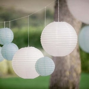 10 pcs 12 pouces/30 cm menthe blanc lanternes en papier pour mariage fiançailles 21e fête d'anniversaire nuptiale bébé douche lieu maison chambre bar décoration