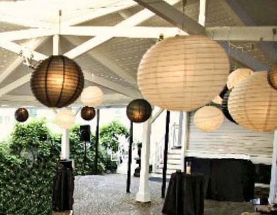 white paper lanterns with lights