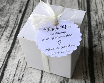 10 Pack White & Clear Square Bomboniere Boxes - 10cm Wedding Favor/Anniversary Coaster Boxes