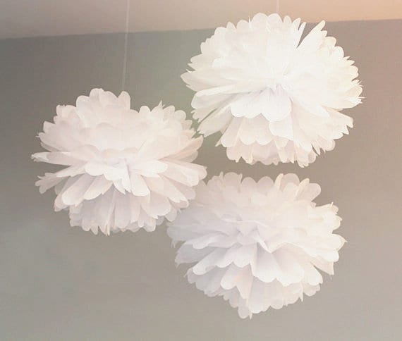 White Tissue Pom Poms Paper Home Wedding Birthday & Party Decorations pompoms