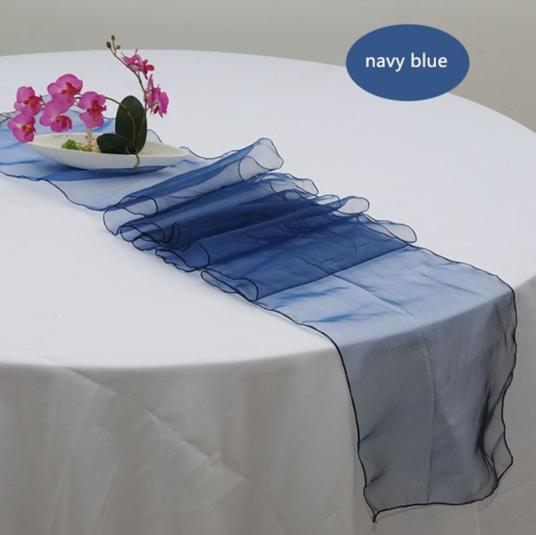 Navy Blue Organza Table Runners Wedding Banquet Ceremony Feast Birthday