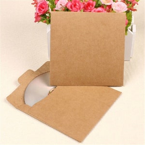 100 x vintage papier Kraft CD enveloppe sacs mariage fête d'anniversaire cérémonie baby shower baptême événement souvenir photo carte de voeux invitation
