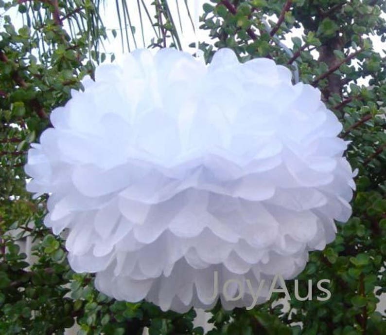 18x White Tissue Paper Pom Poms Flowers Balls Wedding Party Etsy