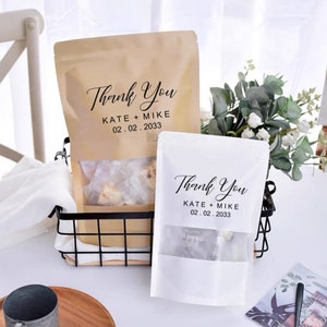100pcs Personalised Wedding Birthday Party Treat Favor Bags | Cookie Macaroon Bomboniere Gift Bags | Business Logo Zipper Seal Packing Bags