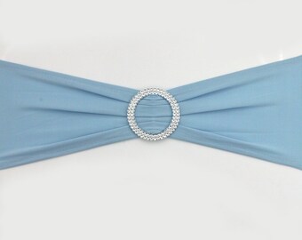 Dusty Blue Spandex Chair Bands Chair Sashes Chair Bow Tie Ribbon Wedding Engagement Birthday Anniversary Party Reception Bouquet Chair Decor
