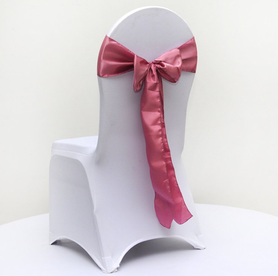 25200 Dusty Pink Satin Chair Sashes Bows Ties Ribbon Table Runners