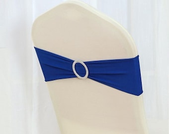 Royal Blue Spandex Chair Bands Chair Sashes Bow Tie Ribbon Wedding Engagement Birthday Anniversary Party Reception Bouquet Chair Decoration