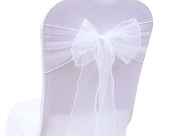 25-150 White Chair Sashes Chair Bow Ties Ribbon Wedding Engagement Birthday Anniversary Party Reception Ceremony Bouquet Venue Decoration