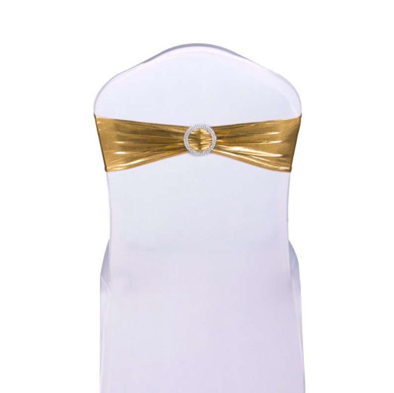 Metallic Gold Spandex Chair Bands Chair Sashes Chair Bow Tie Etsy