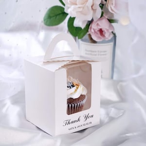 100st gepersonaliseerde cupcake bedankdoos en houder, bruiloft verjaardagsfeestje babyshower doop goud roze blauw geschenkdoos, beker dessert verpakking