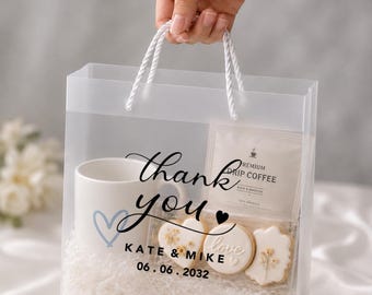 50 Stück individuell bedruckte, halbtransparente, mattierte PP-Geschenktüten mit Monogramm | Personalisierte Gastgeschenke für Hochzeiten, Geburtstage, Ostern | Geschenktüten mit Firmenlogo