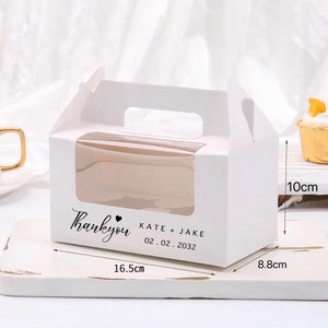 100 pezzi di cupcake svizzero personalizzato con doppia fetta di torta, scatola regalo per bomboniere / scatola regalo per matrimonio, compleanno, battesimo, rosa e blu