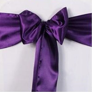 25-200pcs Eggplant Purple Satin Chair Sashes Bows Tie Ribbon Table Runners Wedding Engagement Birthday Party Reception Ceremony Decoration