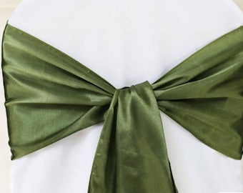 25-200pcs Olive Green Satin Chair Sashes Chair Bows Tie Ribbon Table Runners Wedding Engagement Reception Ceremony Birthday Party Decoration