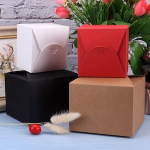 100pcs Large White Black Red Wedding Cake Slice Donut Favor Box | Wedding Party Christmas Gift Box | Cookie Cake Dessert Bakery Packing Box