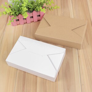 Scatola di carta bianca marrone Kraft da 100 buste vintage / Scatola di bomboniere Scatola di bomboniere per matrimoni, feste di compleanno, scatole per fette di torta, biscotti da forno